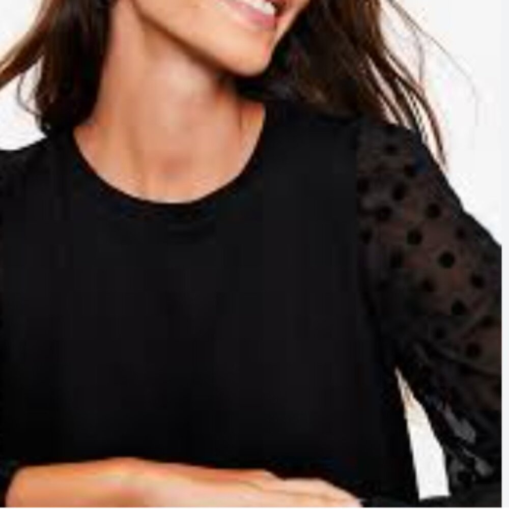 BUNDLE 3 for $24  LOFT Pullover Top Size Med Dotted Mixed Media Top Sheer Sleeve